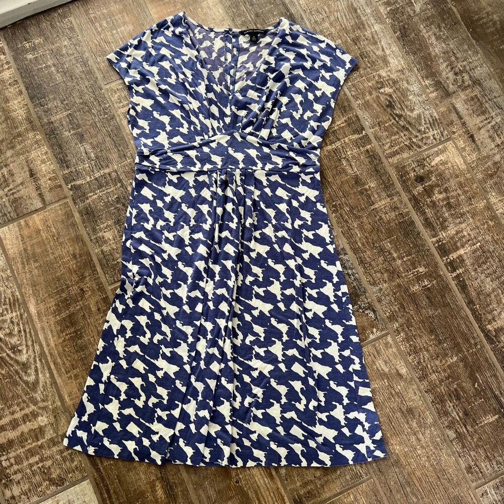 Cornflower Blue Houndstooth Banana Republic Knee Length Dress Women's Medium